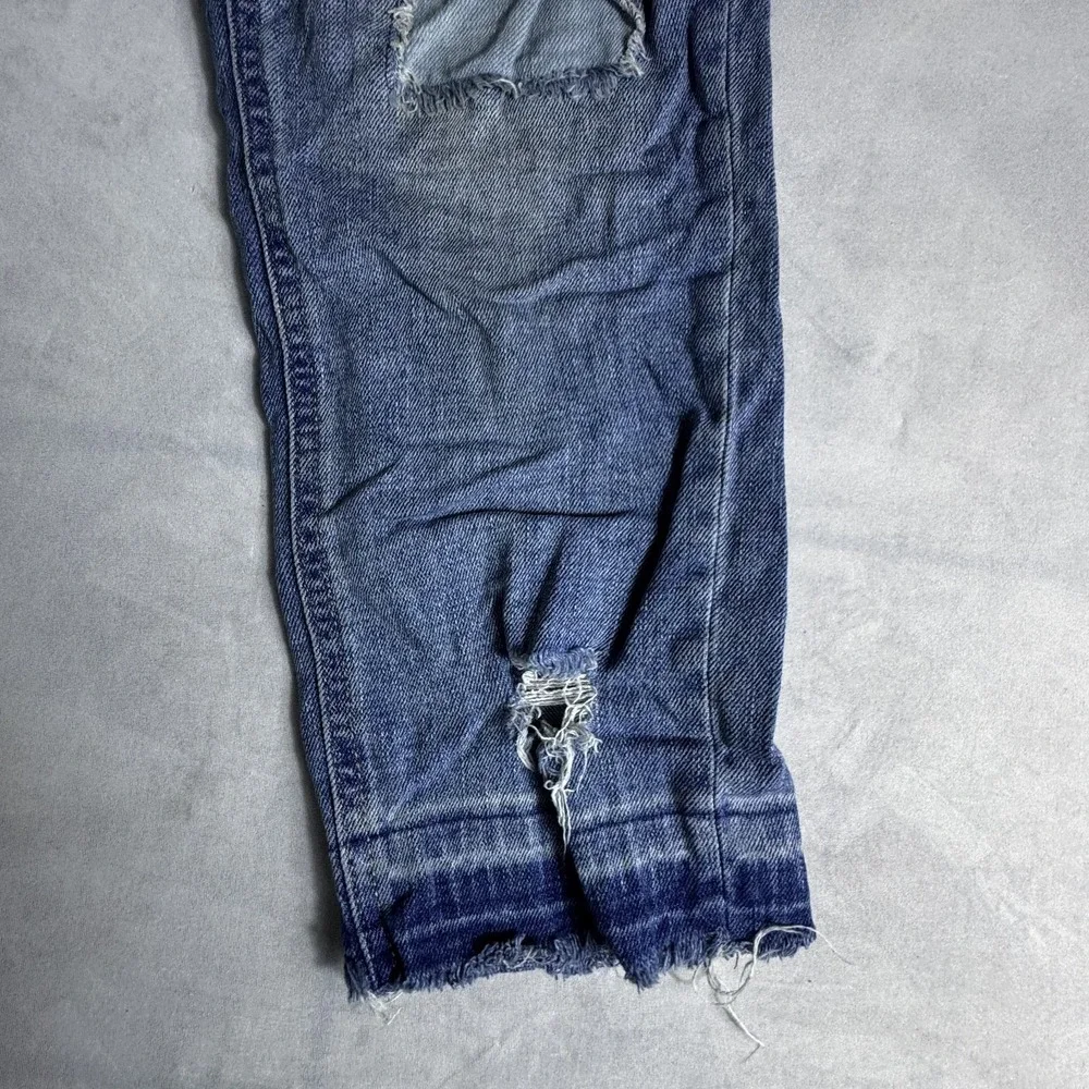Justice Straight Jeans Girls 12 Blue Denim Stretch Frayed Hem Distressed Grunge